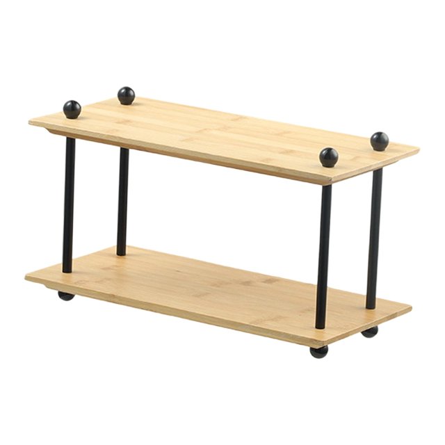 Estante de almacenamiento de escritorio para plantas y flores, minimalista, resistente, para uso general. Bambú de 2 capas