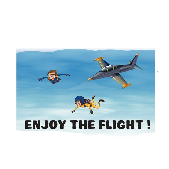 Skydivers Vinyl Decal Kids Airplane Wall Sticker-Easy to apply and Cost Effective alternative to painting-Home Interior Decor-Size : 10" x 7".