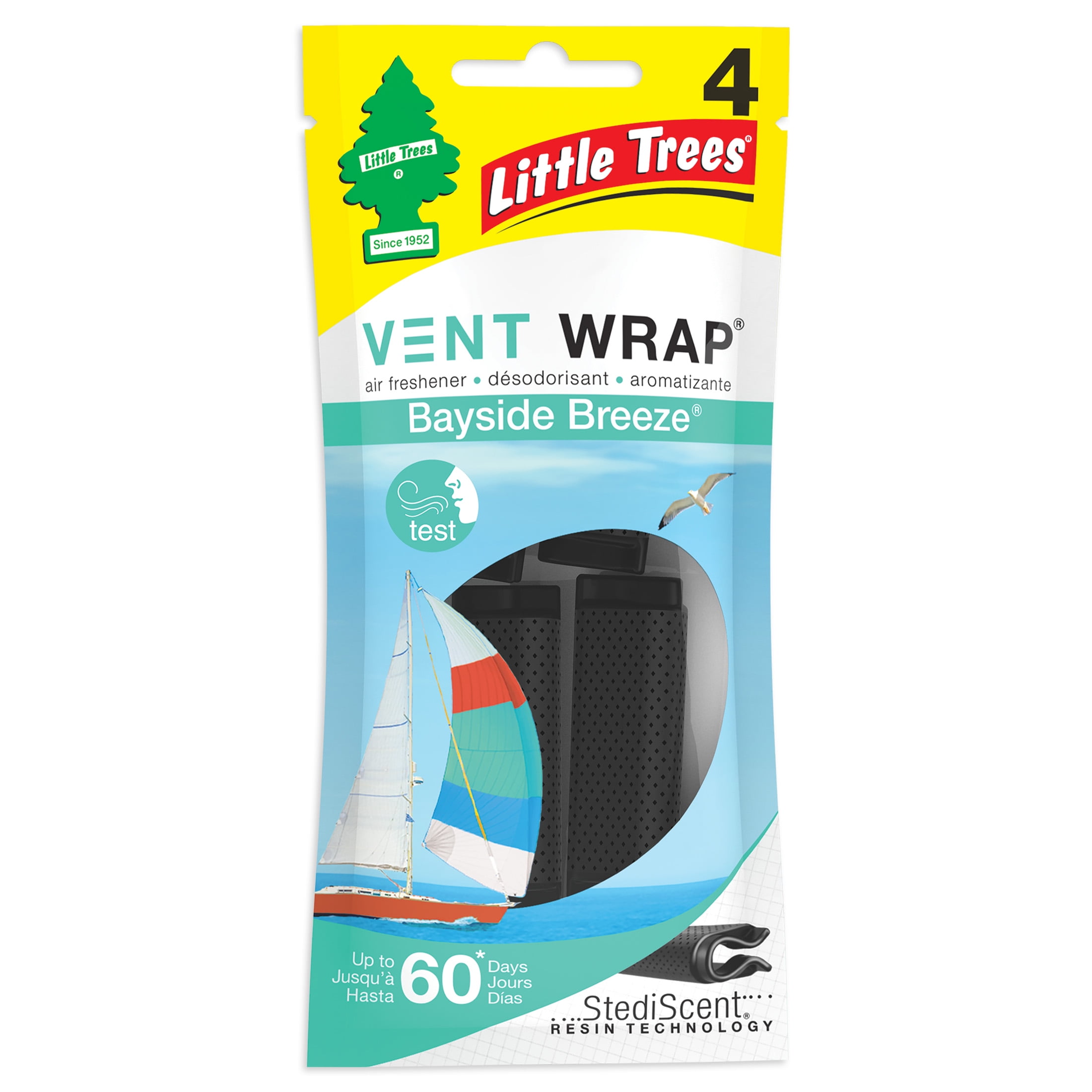 Little Trees Air Freshener Vent Wrap Bayside Breeze, 4 Pack