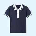 thumbnail image 4 of Clothes for Kids School Turndown Collar Pullover Tops Fahion Striped Short Sleeve Uniform Shirts for Boys Size 2-15, 4 of 5