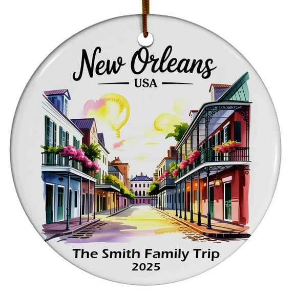 New Orleans USA French Quarter Christmas Ornament, Collection of City Travel Souvenirs for Family and Friends, Christmas Tree Ornament City Travel, Trips of The Year, Christmas Ornament 2025