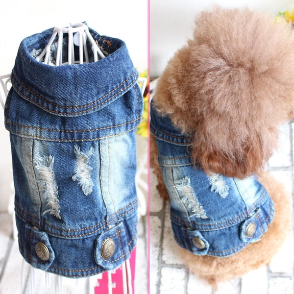 PENIKOKO Cool MultiColored Denim Dog Coat for Winter Pet Use Stylish Sleeveless Jacket for Dogs (XL)