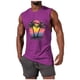 thumbnail image 2 of Camiseta sin mangas de cuello redondo para hombre, informal, a la moda, con estampado, deportiva, de poliéster, 2 of 5