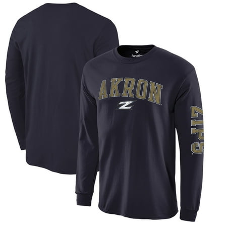 Arched Logo Zip - Akron Zips Fanatics Branded Distressed Arch Over Logo Long Sleeve T-Shirt - Navy