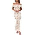 thumbnail image 2 of Vestido largo LUXVEER Mujer Malla Floral Verano 2025 Beige, 2 of 7