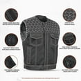 thumbnail image 2 of Daniel Smart Men’s Textile Motorcycle Vest – Black Biker Vest with Leather Trim, Quilted Chest, Mesh Lining & Multi-Pocket Storage, 2 of 3