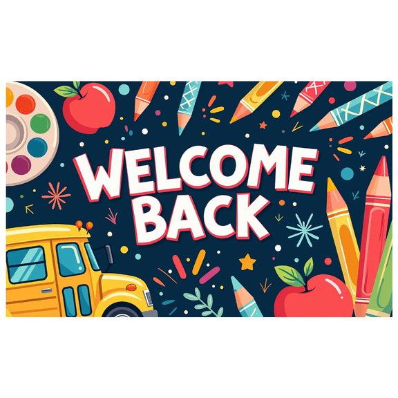 LUUFILx Welcome Back Banner Backdrop School Supplies Photography Props Classroom Party Decorations Welcome Back Background Student Teacher School Bus Pencil Decor