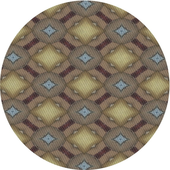 Ahgly Company Indoor Round Patterned Dark Brown PAT3602X Area Rugs, 6' Round