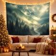 thumbnail image 3 of Mountain Landscape in Fog and Snow Mist, Serene Painterly Style for Nature Lovers, Scenic Wall Art, Christmas Gift Tapestry Wall Hanging for Bedroom, Living Room and Dorm, 3 of 7