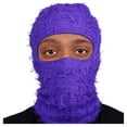 thumbnail image 2 of Odeerbi 1 Hole Full Face Mask Cover Distressed Fuzzy Ski Mask Outdoors Sports Winter Balaclava Cap Knitted Mask for Adult Distressed Windproof Mask For Men Women Purple, 2 of 3