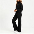 thumbnail image 6 of Mifsaly Womens 2 Piece Lounge Set Half Zip Pullover Top and Wide Leg Pants Casual Matching Outfit Drawstring Waist Relaxed Fit Soft Travel Airport Fall Winter, 6 of 7