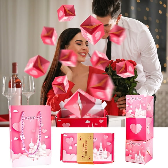 Valentines Day Gifts Surprise Gift Box - Surprenant Gift - Pliable Rebondissant Enveloppe Rouge Gift Boîte - Surprise Luxe Gift Boîte - Anniversaire Argent Boîte Proposition de Noël Gift Boîte