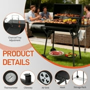 UBesGoo Charcoal Grill Portable BBQ Grill and Offset Smoker Steel BBQ Pit Outdoor for Camping, Black