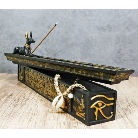 Egyptian God Of The Dead Anubis Jackal Dog Incense Burner And Storage Box Holder