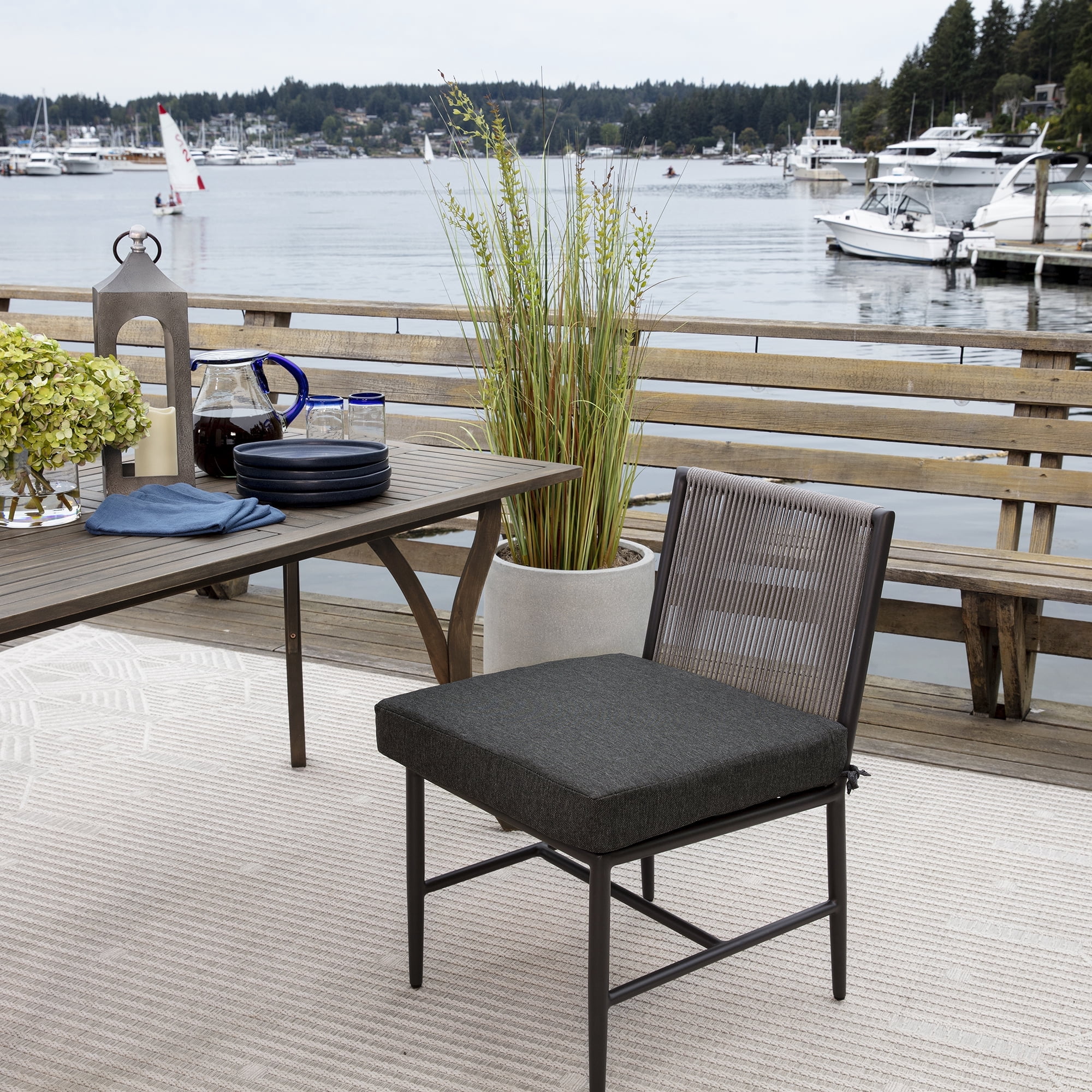 ARDEN Oceantex Outdoor Seat Cushion 21 x 21, Ink Charcoal Black
