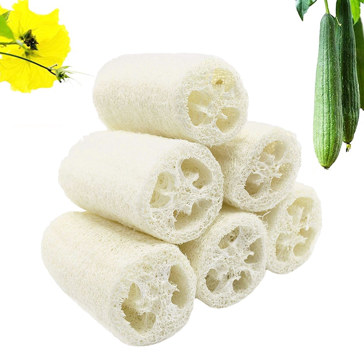 AURORA TRADE 6PCS Natural Loofahs, Loofa Sponge Organic Exfoliating
