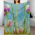 thumbnail image 3 of nygtbtfer Purple Tulip Spring Flower Flannel Blanket Ultra-Soft Cozy Plush Blanket Throw Blankets Couch Chair Living Room Air Conditioning Cool Blankets  60x80in, 3 of 6