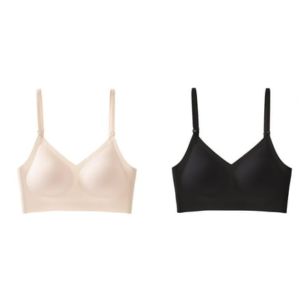 (2-Pack) Kcodviy Low Back Bra for Bulk Bras Women Wirefree Seamless Bra Womens Bras Comfortable Support Backless Multiway Straps Convertible Women s Sports Bras Halter Bra with Padded Removeable