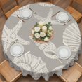 thumbnail image 2 of Summer Marine Life Round Tablecloth 54 inches Graffiti Corals Shell Conch Sea Starfish Grey Waterproof Oil-Proof Table Cloth Round Table Cover for Holiday Party Picnic Dinner Decor Indoor Outdoor Use, 2 of 9
