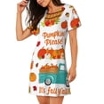 thumbnail image 2 of Easygdp Fall Pumpkins Camisón de manga corta para mujer, informal, estampado, 2 of 6