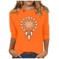 thumbnail image 1 of Dadaria Hauts pour Femmes Chemise Orange Manches 3/4 T-Shirt Col Rond Grande Taille Tee Été Chandail Blouses L, 1 of 5