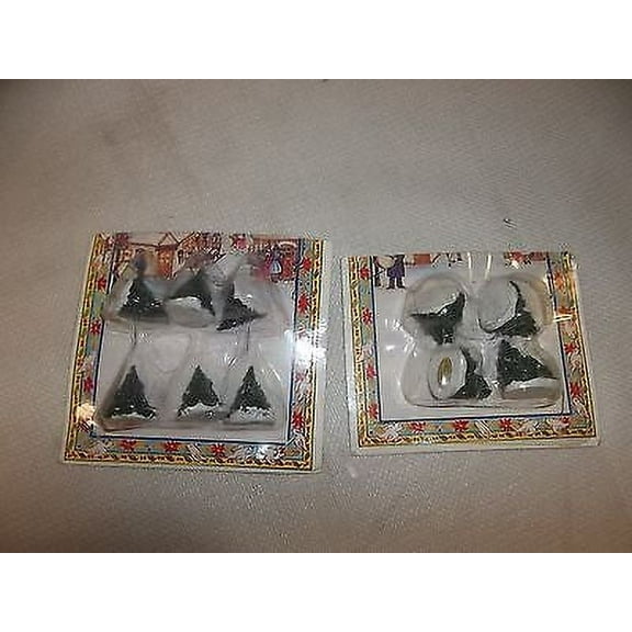 Christmas Village ceramic 10 mini small pine tree bush 1" decoration