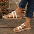 thumbnail image 4 of Xdegoge Raffia Sandals Women Woven Straw Flat Slides Boho Open Toe Casual Slip On Flip Flops Beach Vacation Summer Casual Dressy Walking Shoes, 4 of 7