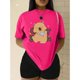 thumbnail image 3 of Playera Blusa De Capybara Con Paliacate Diseño Divertido Ropa Para Mujer Capibara Color Fucsia Talla Mediana Marca Emil SaEs, 3 of 4