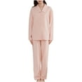 thumbnail image 2 of LSLJS Ensemble de Pyjama pour Femme à Col Rabattu, Tenue d'Intérieur en Coton, Haut à Manches Longues, Pantalon, Nuisette de Pyjama, Ensembles de Pyjama pour Femmes, Cadeaux pour Femmes, 2 of 9