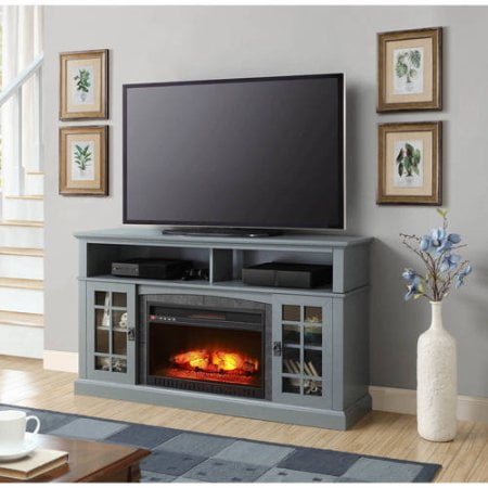 Media Fireplace TV Stand TVs up to 65" Black White