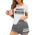 thumbnail image 5 of TAGOLD Womens Pajama Set Round Neck Short Sleeve Soft Breathable Summer Casual Elastic Waist Lightweight Shorts Loungewear Set, 5 of 5