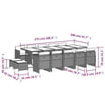 thumbnail image 2 of vidaXL 15 Piece Garden Dining Set with Cushions Grey Poly Rattan, 2 of 5