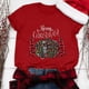 thumbnail image 1 of Puntoco Camiseta de cuello redondo para mujer Camiseta con estampado de árbol de Navidad de celosía Camiseta de manga corta tops Puntoco Puntoco-9207, 1 of 8