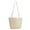 White, variant on Straw Bucket Bag - Woven Summer Tote with PU Leather Straps (7.9", White)