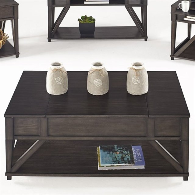 Progressive Furniture Consort Wood Lift Top Coffee Table in Midnight Oak Brown