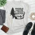 thumbnail image 2 of Paddle Faster I Hear Banjos T-shirt, Unisex Women's Men's Funny 70s Movie Reference Country Bluegrass, Heather Ash, Medium, 2 of 6
