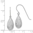 thumbnail image 2 of 14k White Gold Hollow Shepherd hook Puff TearLong Drop Dangle Earrings Measures 27x8mm Wide - Earring for Women, 2 of 2