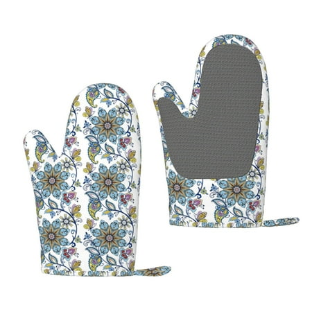 

Lafuoo Flowers and Butterflies Pattern Silicone Anti-Scalding Gloves Hanging Rope Gloves are Suitable for Kitchen Utensils for Kitchen Baking Cooking Outdoor Barbecue