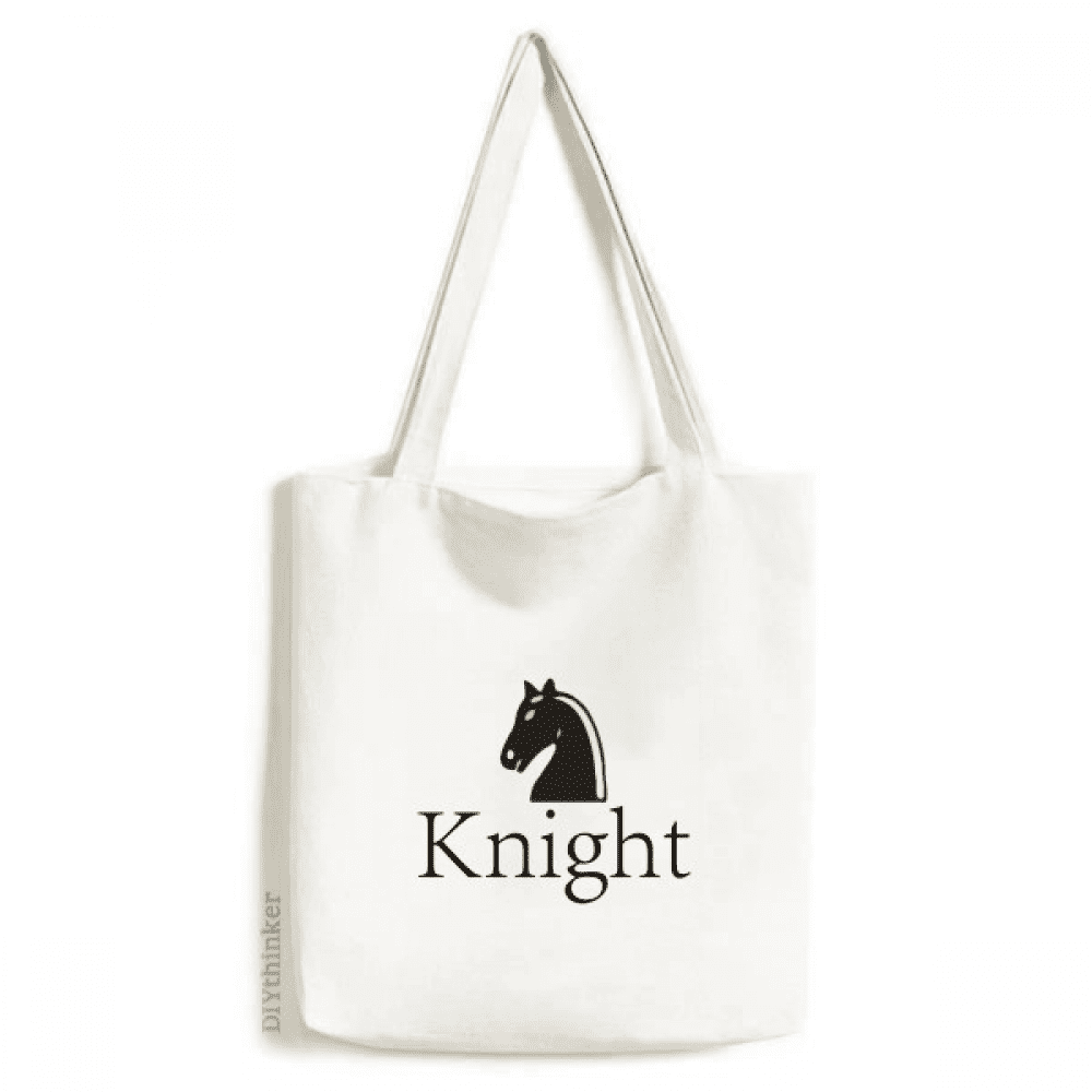 Knight Black Word Chess Game Tote Canvas Bag Shopping Satchel