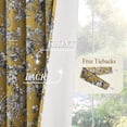 thumbnail image 3 of StangH Velvet Floral Curtains 84 inches Long, Vintage Peony Patterned Drapes with Victorian Design for Bedroom, Mustard Yellow, W52 x L84, 2 Panels, 3 of 7