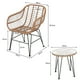 thumbnail image 3 of Costway Juego de 3 Piezas Muebles de Mimbre de Bistro de Conversación de Patio Mesa Redonda de Vidrio 2 Sillones Cojines para Jardín Piscina, 3 of 10