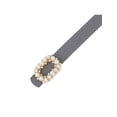 thumbnail image 2 of INSPIRE CHIC Women's Pearl Buckle Waist PU Leather Belt Skinny Adjustable Dress Pants Waistband Gray 40.2x0.7", 2 of 6