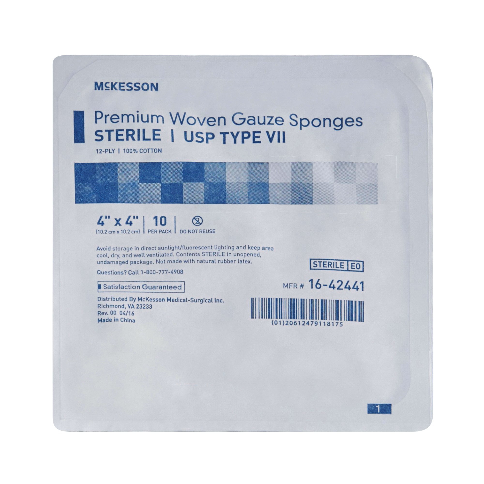McKesson Gauze Sponges First Aid Supplies, Woven Wound Care Pad - 4 in x 4 in, 10 per Pack, 128 Packs, 1280 Total