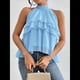 thumbnail image 5 of Blusa de Holgada Sin Mangas con Volantes en para Mujer Azul S, 5 of 9
