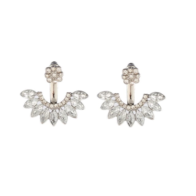 Pendiente de flor hueca Minnieouse para mujer Cristal Plata 2,5 * 2,3 cm