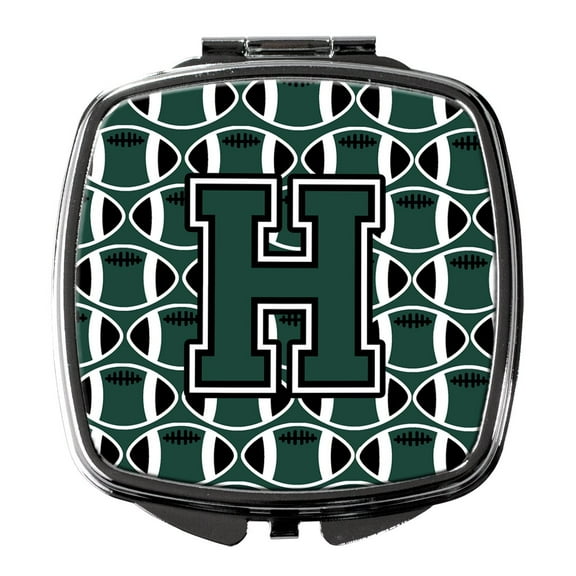 Letter H Football Green and White Compact Mirror CJ1071-HSCM