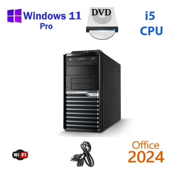 Restored Windows 11 Acer Veriton i5 3.2ghz 16GB RAM 500GB SSD + 500GB HDD WiFi Desktop Computer PC Office24