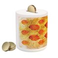 thumbnail image 2 of Burnt Orange Piggy Bank, Vintage Rose Flower Pattern Grubby Paint Texture Grunge Rusty Effects Image, Ceramic Coin Bank Money Box for Cash Saving, 3.6" X 3.2", Orange Tan, by Ambesonne, 2 of 4