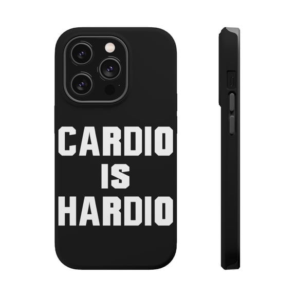 DistinctInk Tough Case for Apple iPhone 15 PRO (6.1" Screen), Compatible with MagSafe Charging - Cardio is Hardio