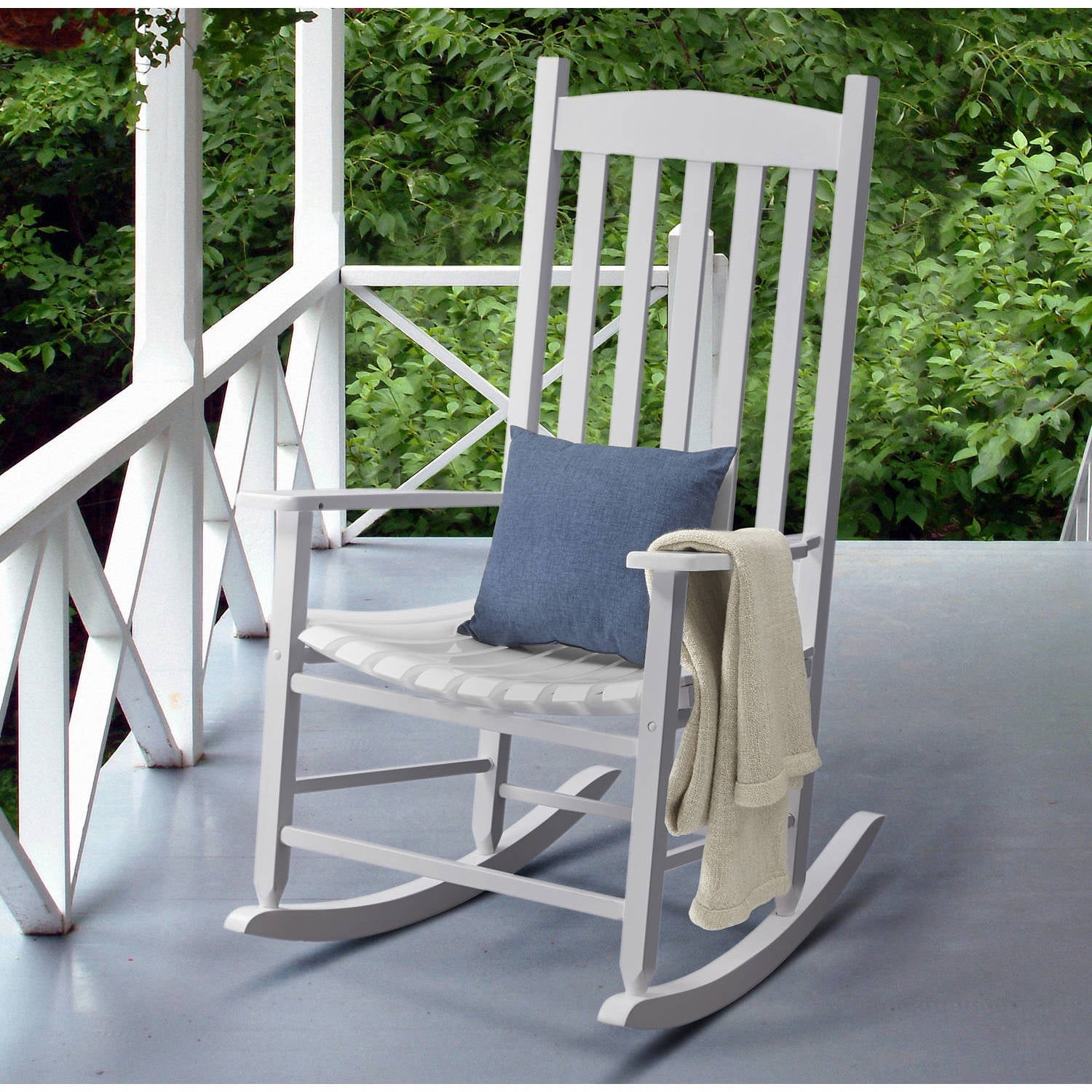 mainstays white wooden porch rocker